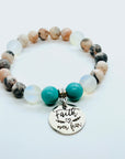 Faith Over Fear Classic Charm Bracelet Turquoise