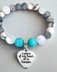 A Piece of my Heart is in Heaven Classic Charm Bracelet Turquoise
