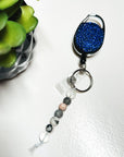 Rhinestone Retractable Keychain Blue