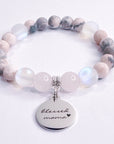 Blessed Mama Classic Charm Bracelet Rose Quartz