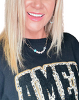 Amen Leopard Patch Black Crewneck