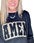 Amen Leopard Patch Black Crewneck
