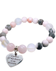 A Piece of my Heart is in Heaven Classic Charm Bracelet Rose Quartz