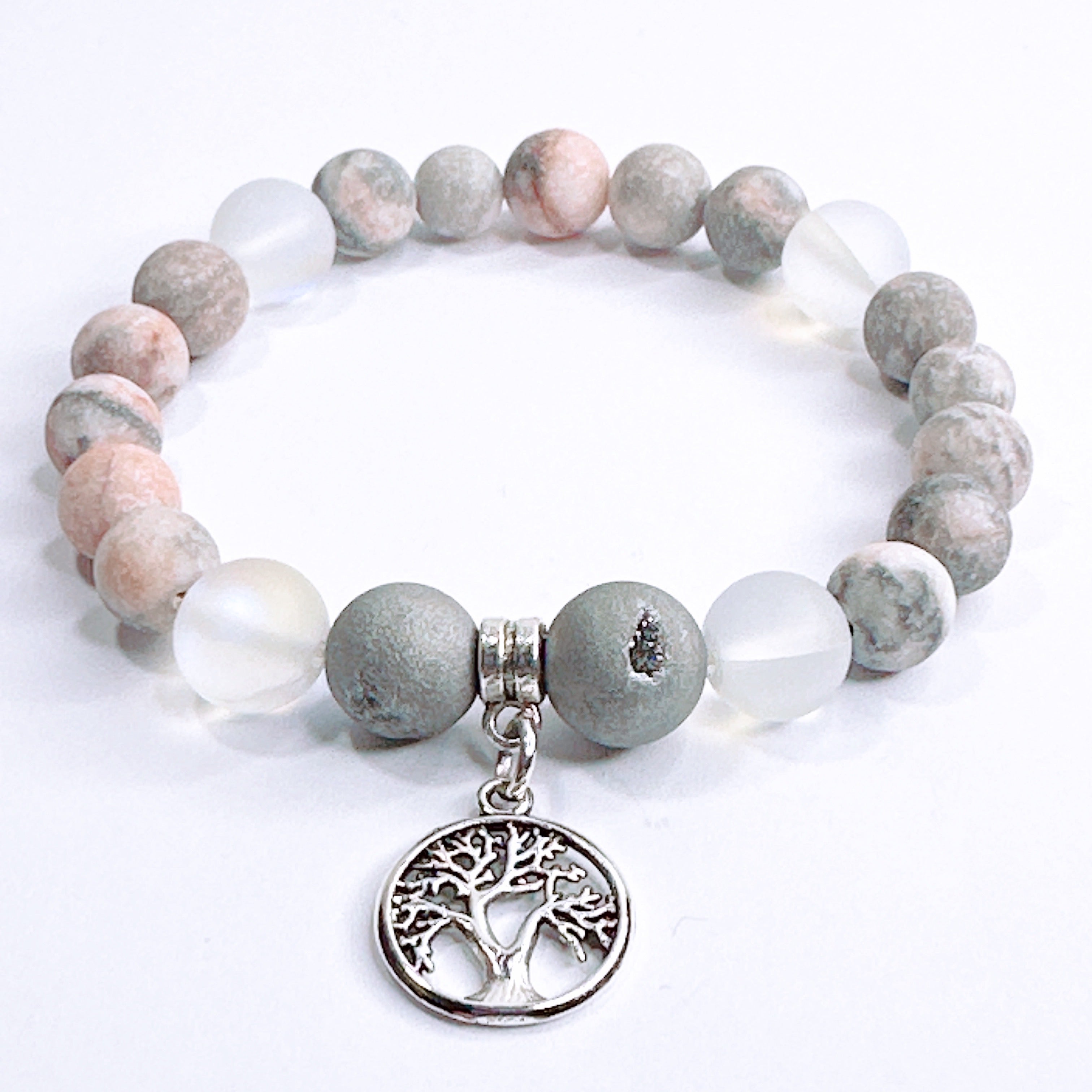 Family Tree with Heart Gemstone Bracelet – 5 Second Rule Bracelet