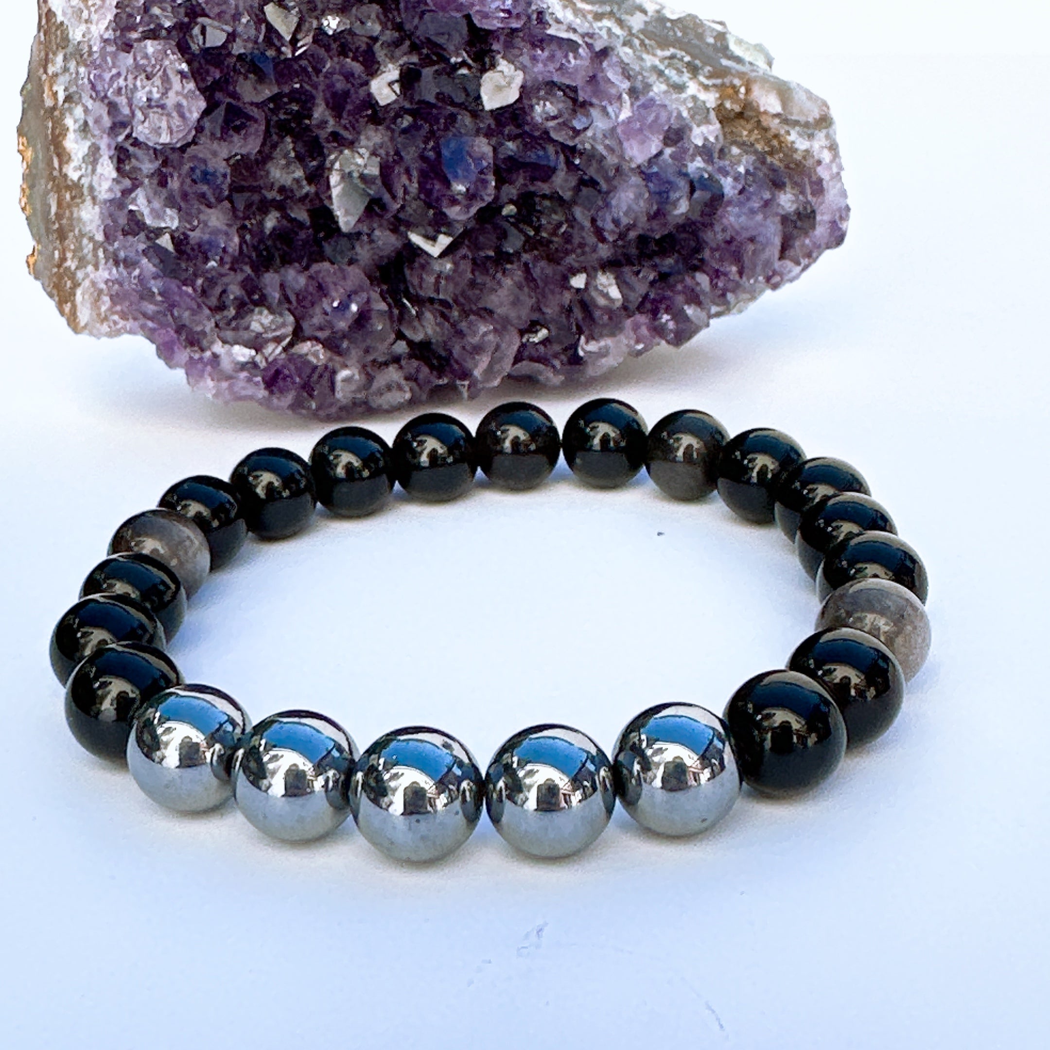 Silver Sheen Obsidian and Terahertz Bracelets – 5 Second Rule Bracelet