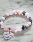 A Piece of my Heart is in Heaven Classic Charm Bracelet Rose Quartz