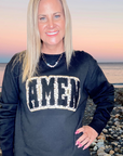 Amen Leopard Patch Black Crewneck