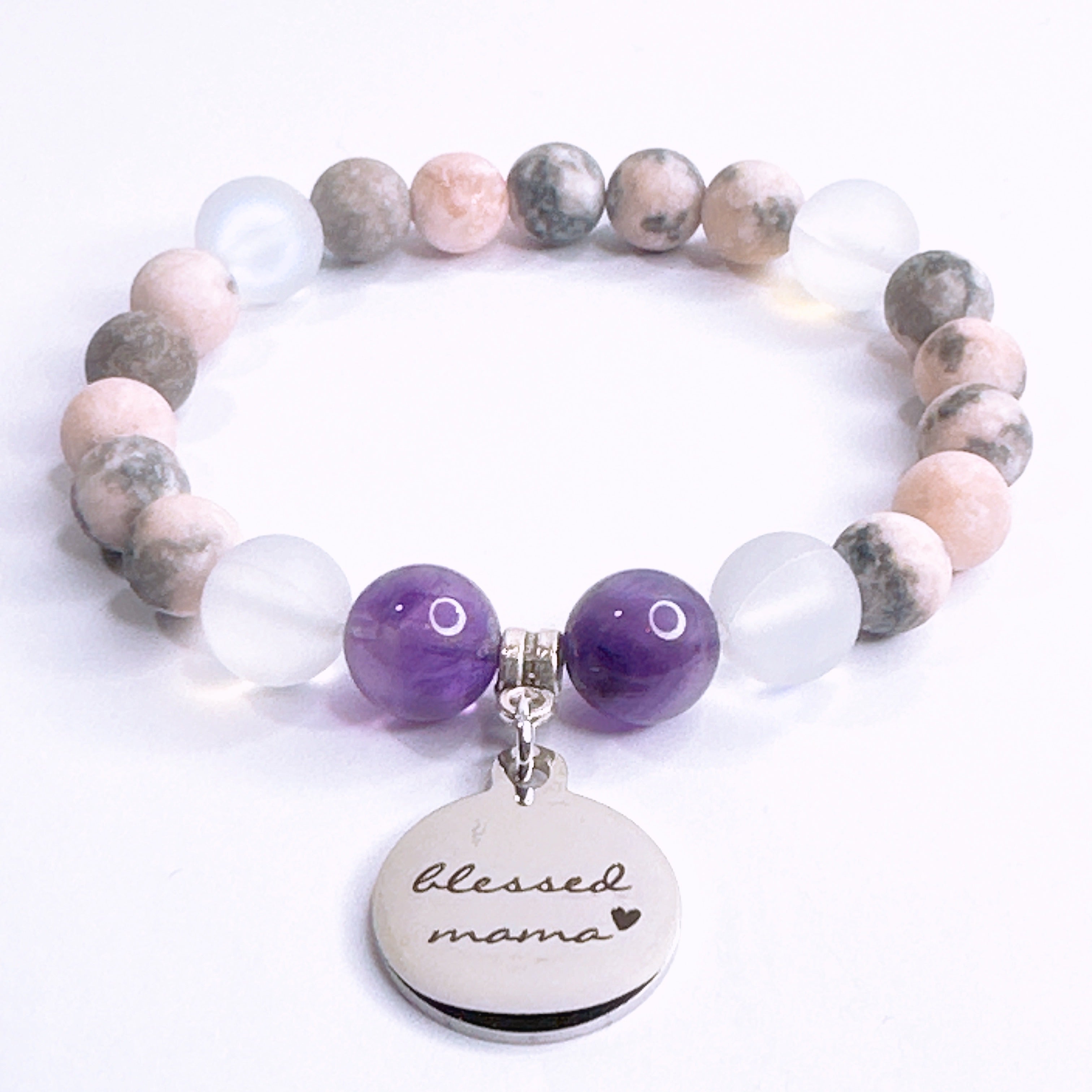 Blessed Mama Classic Charm Bracelet Amethyst