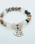 Faith Over Fear Classic Charm Bracelet Rose Quartz
