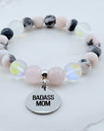 Badass Mom Classic Charm Bracelet Rose Quartz