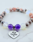 Best Teacher Charm Bracelet Amethyst