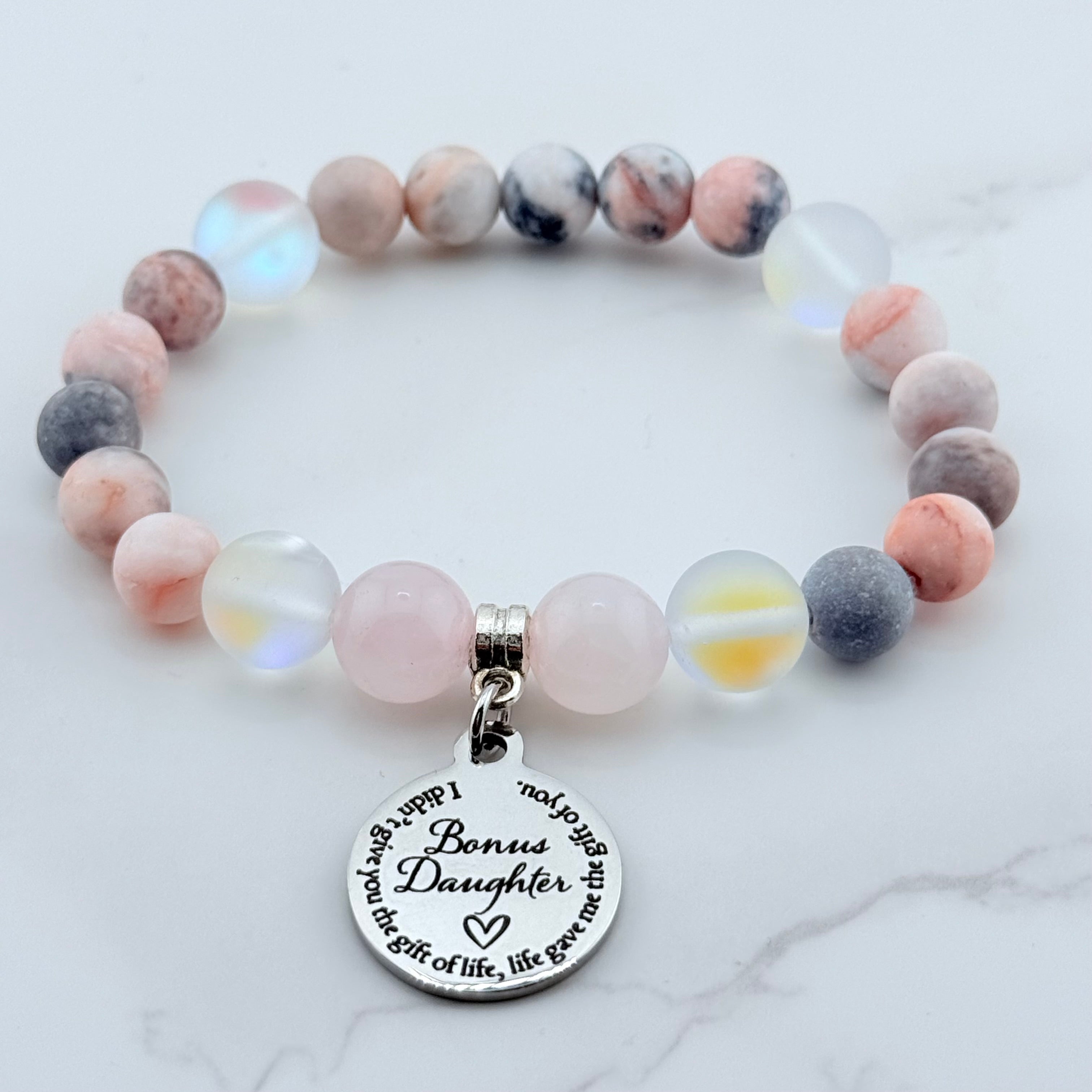 Bonus Daughter Classic Charm Bracelet Rose Quartz