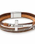 Blessed Bronze Leather Wrap Bracelet | Cross Bracelet