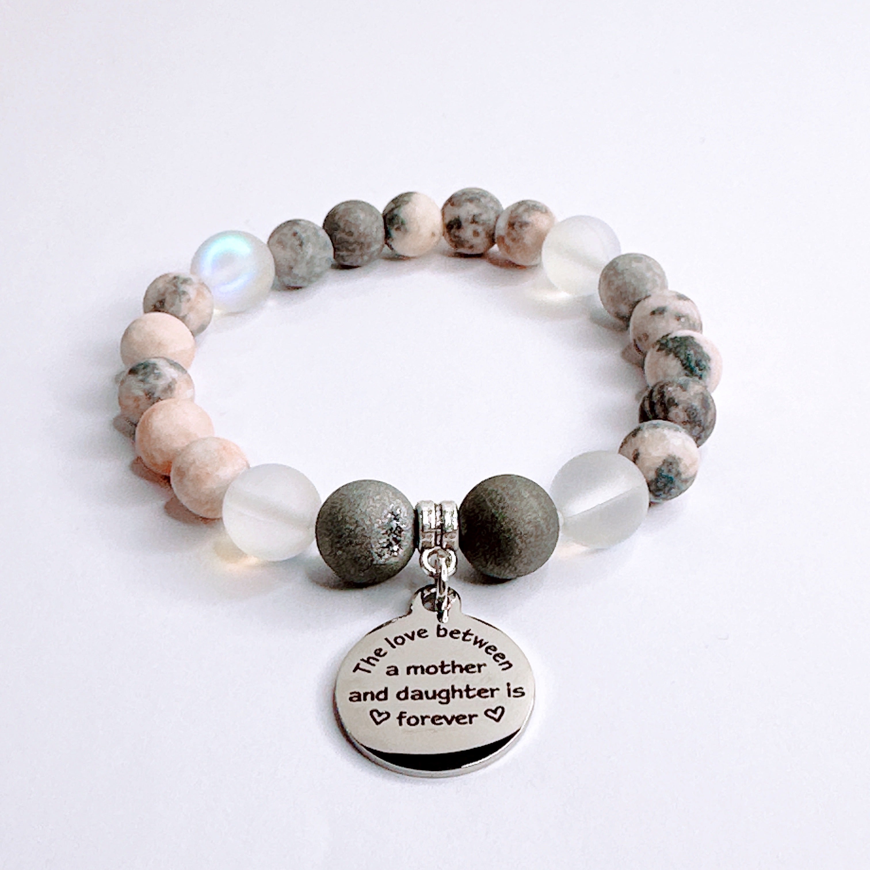 The Love Between a Mother &amp; Daughter Charm Bracelet Druzy