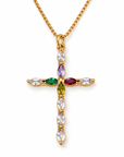 Colorful Faith Dainty Rhinestone Cross Necklace