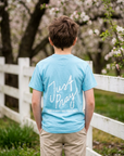 Youth Just Pray Tee in Sky Blue