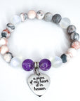 A Piece of my Heart is in Heaven Classic Charm Bracelet Amethyst