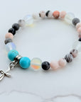Dainty Cross Companion Charm Bracelet Turquoise