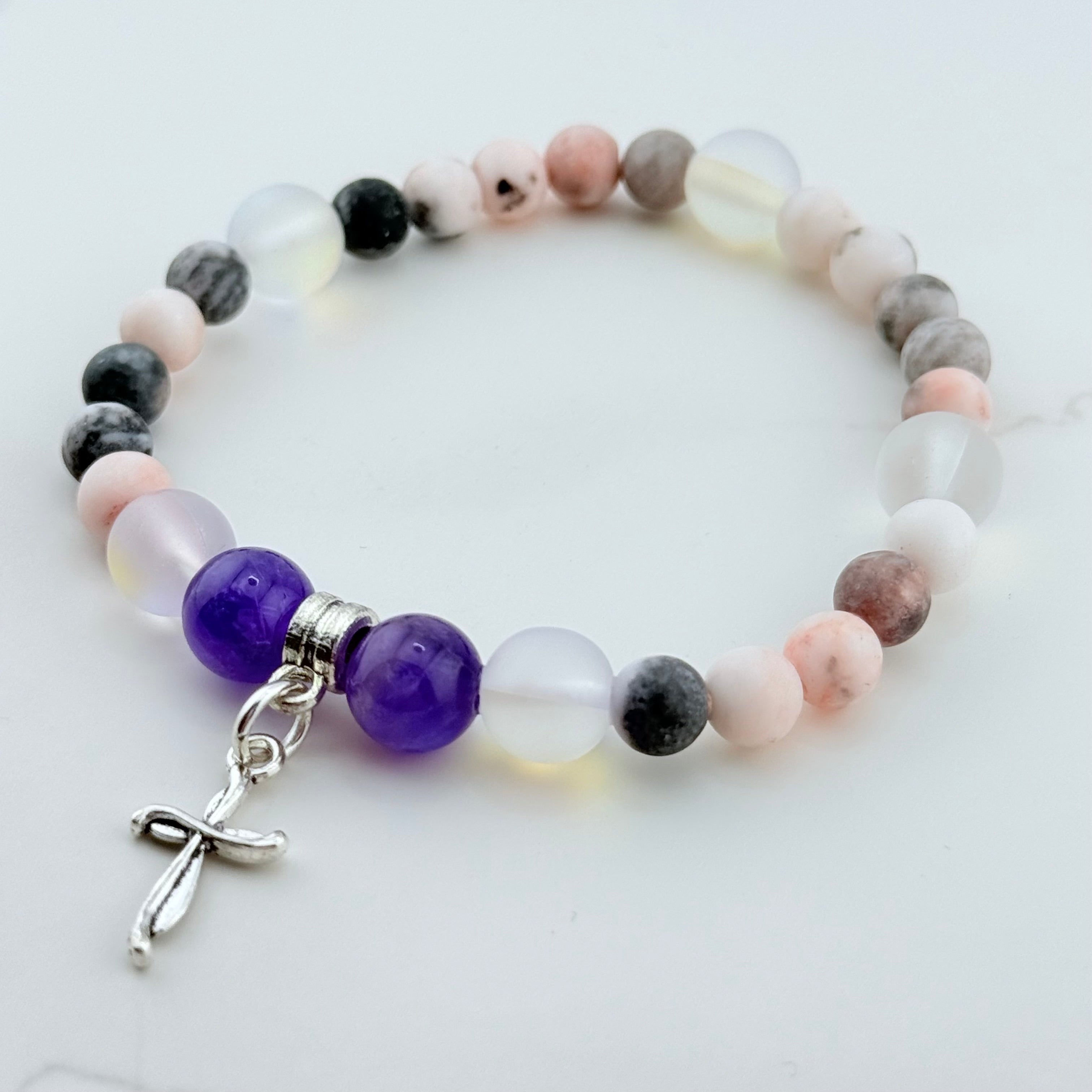 Gemstone Boho Diamond Bracelet Hand-Crafted Gifted Unique Amethyst Quartz boho bracelet Bracelet with charms main image 2