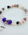 Dainty Cross Companion Charm Bracelet Amethyst