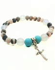 Dainty Cross Companion Charm Bracelet Turquoise