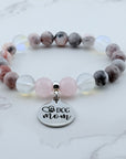 Dog Mom Classic Charm Bracelet Rose Quartz