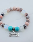 Rhinestone Dog Bone Classic Charm Bracelet Turquoise