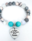 A Piece of my Heart is in Heaven Classic Charm Bracelet Turquoise