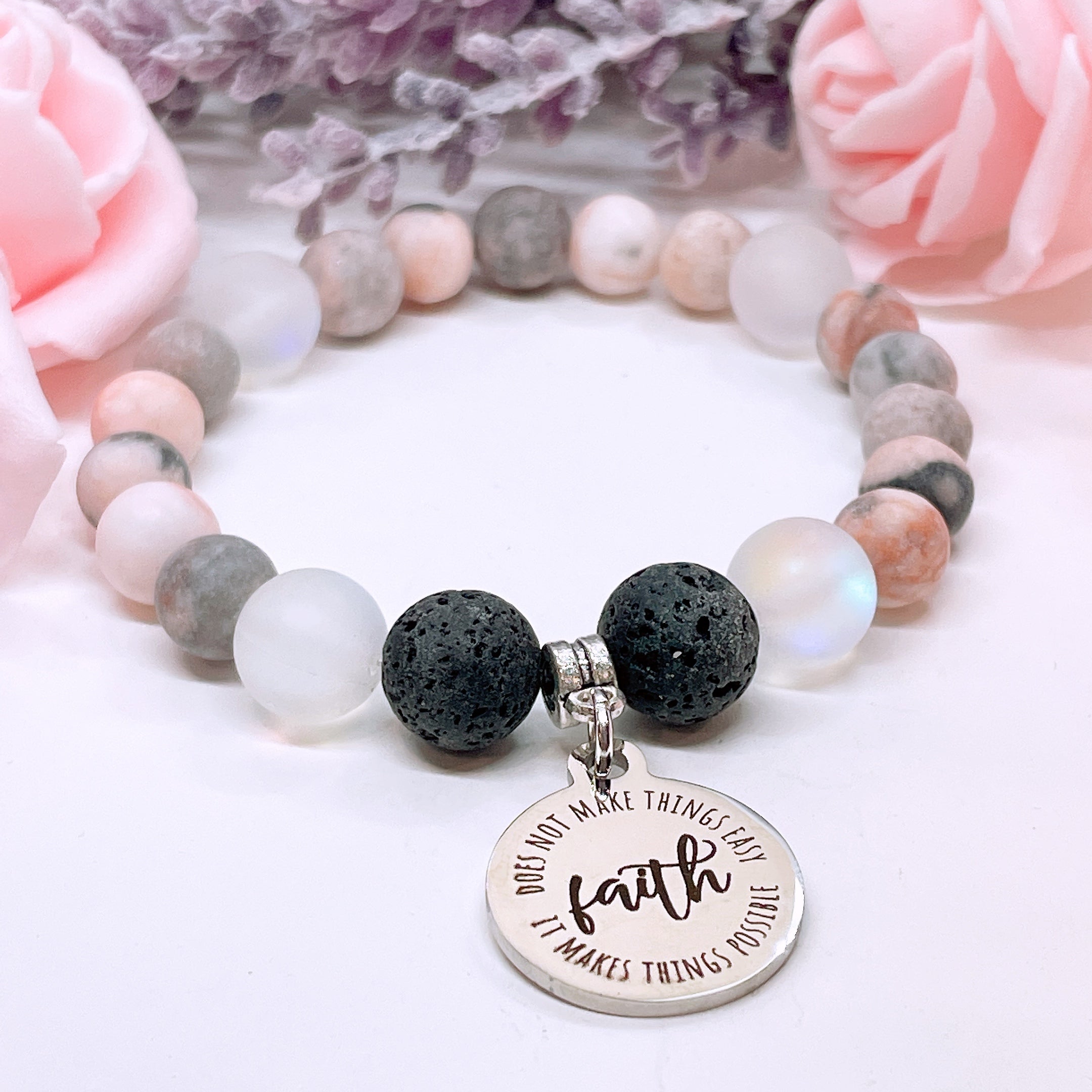 Faith Does Not Make Things Easy, It Makes Things Possible Charm Bracelet Lava