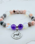 Faith Does Not Make Things Easy, It Makes Things Possible Companion Charm Bracelet Amethyst