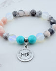 Faith Does Not Make Things Easy, It Makes Things Possible Companion Charm Bracelet Turquoise