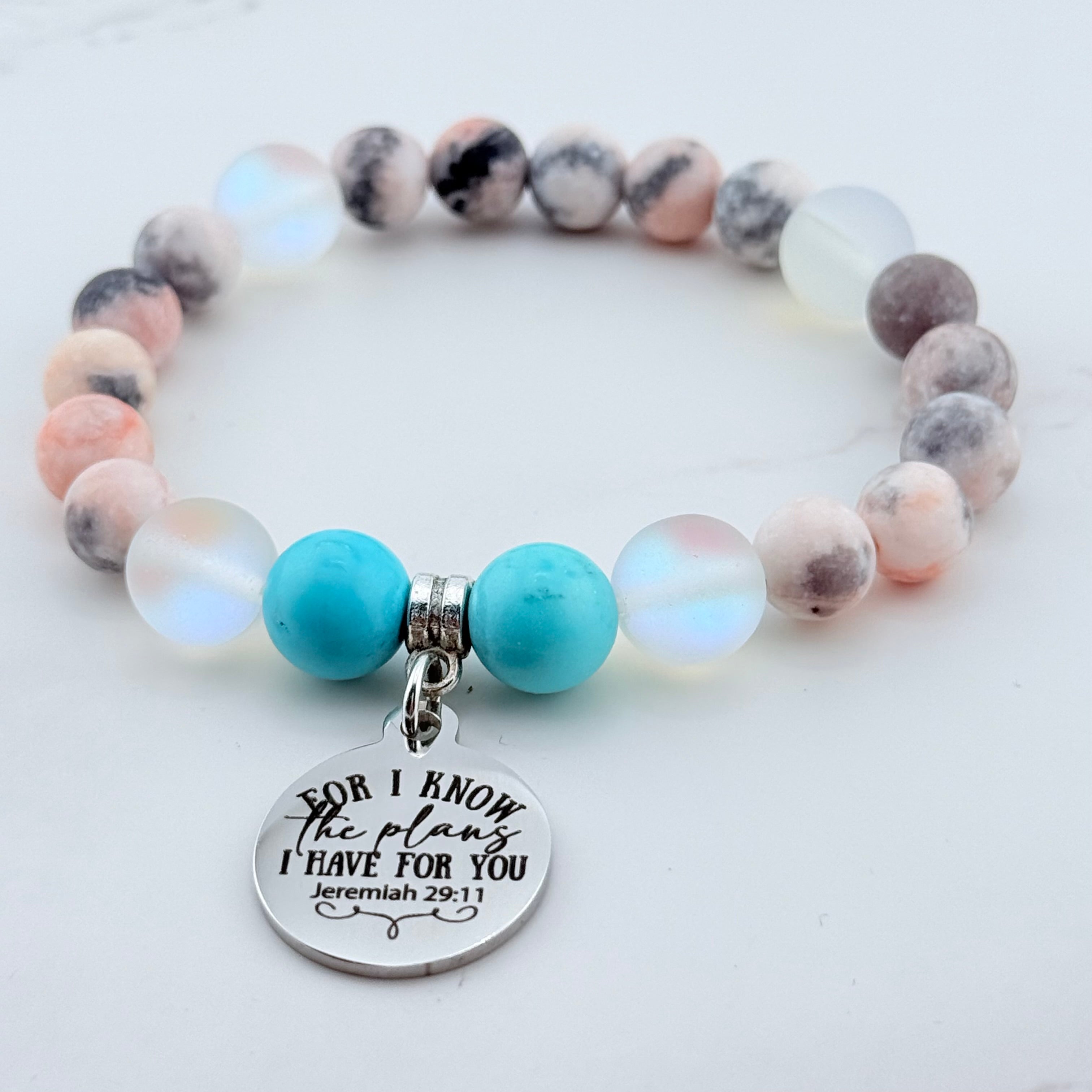For I Know the Plans I Have for You Classic Charm Bracelet Turquoise