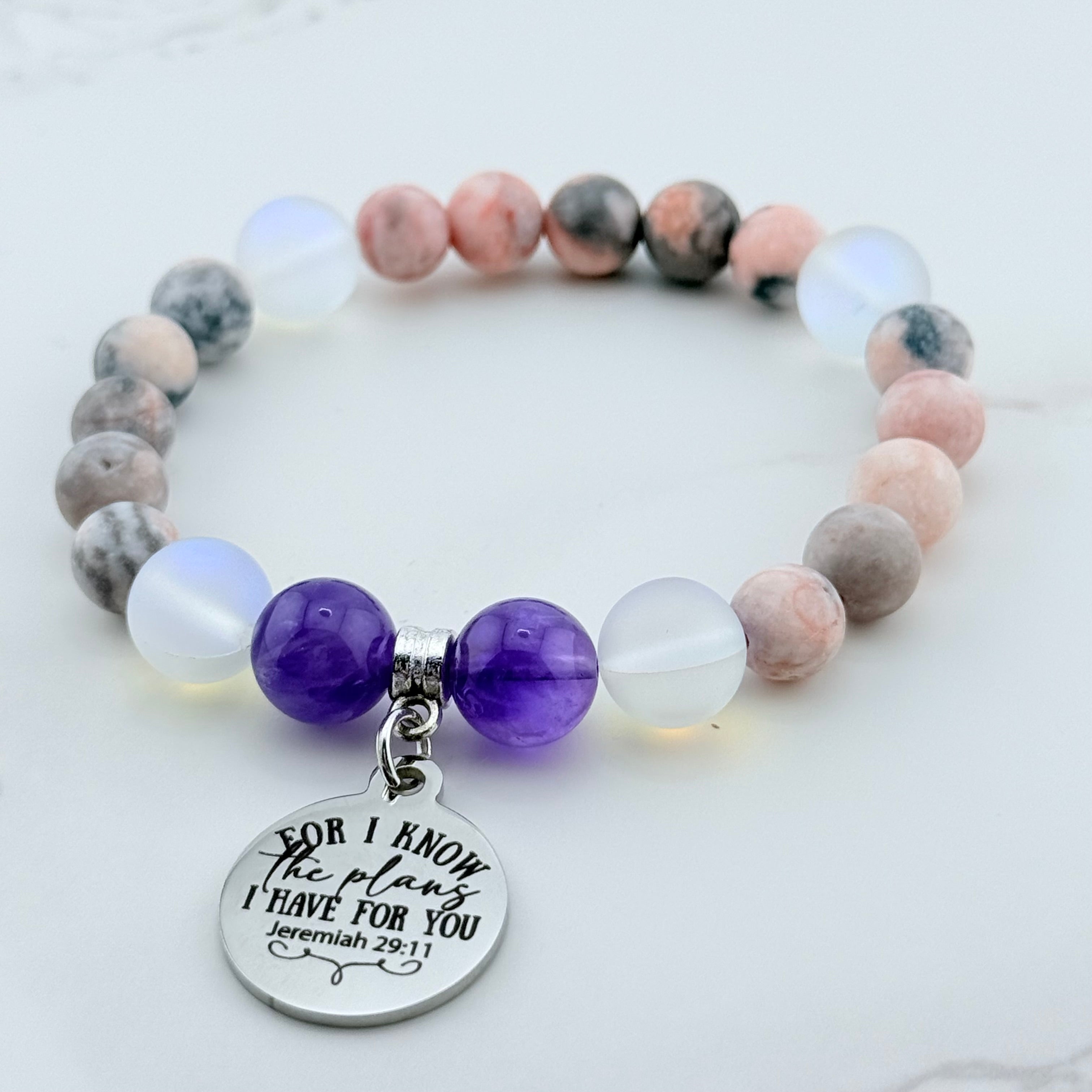 For I Know the Plans I Have for You Classic Charm Bracelet Amethyst