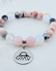 God is Greater than your Highs and Lows Classic Charm Bracelet Rose Quartz