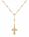 Walk in Grace Gold Rhinestone Cross Y Necklace