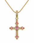 Grace in Bloom Pink & Gold Cross Necklace