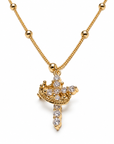 Crowned in Faith Gold Beaded Cross Necklace | 14K Gold Plated