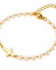 Grace in Every Detail Pearl Cross Bracelet