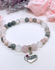 Granddaughter Heart Companion Charm Bracelet Rose Quartz