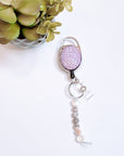 Rhinestone Retractable Keychain Lavender