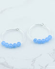 Blue Jade Silver Hoop Earrings