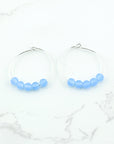 Blue Jade Silver Hoop Earrings