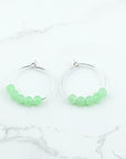 Green Jade Silver Hoop Earrings