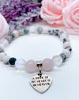 A Piece of my Heart is in Heaven Companion Charm Bracelet Rose Quartz