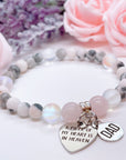 Dad: A Piece of my Heart is in Heaven Companion Charm Bracelet Rose Quartz