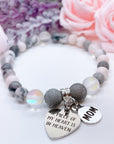 Mom: A Piece of my Heart is in Heaven Heart Companion Charm Bracelet Druzy