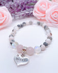 Niece Heart Companion Charm Bracelet Rose Quartz