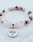 I am Enough Classic Charm Bracelet Rose Quartz