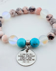I Can Do All Things Through Christ Who Strengthens Me Classic Charm Bracelet Turquoise