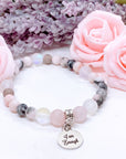 I am Enough Companion Charm Bracelet Rose Quartz